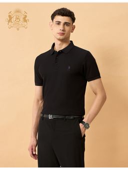 U.S. POLO ASSN. - Black Cotton Solid Polo Shirt