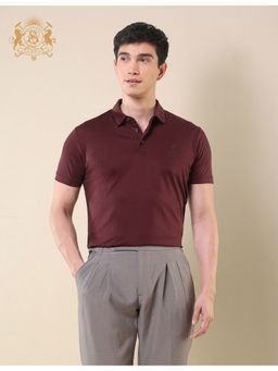 U.S. POLO ASSN. - Maroon Cotton Blend Solid Polo Shirt