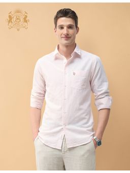 U.S. POLO ASSN. - Pink Cotton Linen Blend Solid Shirt