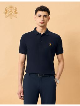 U.S. POLO ASSN. - Navy Blue Cotton Solid Polo Shirt
