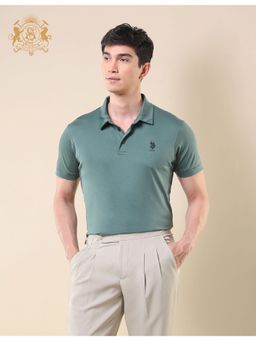 U.S. POLO ASSN. - Green Cotton Blend Solid Polo Shirt