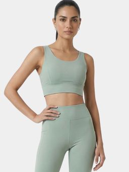 Enamor - Sleeveless Crew Neck Crop Length Pull On Sports Bra for Women