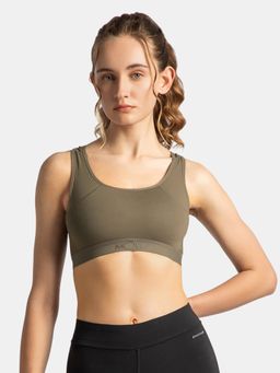 Jockey - AP20 Wire Free Tatel Nylon Elastane Active Wear Sports Bra - Earth