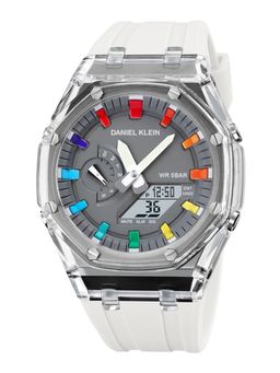 Daniel Klein - Analog-Digital Men Grey Dial Silicone Strap Watch - DK.2100-4 (M)