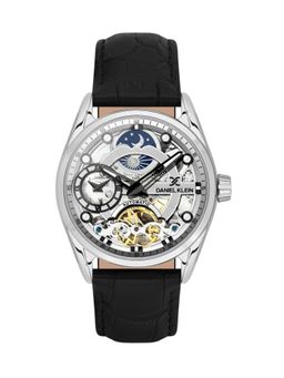 Daniel Klein - Skeleton Men Silver Dial Leather Strap Watch - DK.1.13856-1 (M)