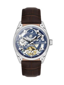 Daniel Klein - Skeleton Men Blue Dial Leather Strap Watch - DK.1.13856-3 (M)