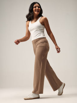 Blissclub - Work-To-Wine Twill Wide Darts Pant for Women-Regular