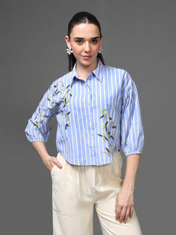 Kazo - Women Blue Manila Shirt