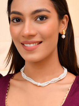 Silvermerc Designs - Gold-Plated White Pearl Multi-Strand Jewellery Set for Women