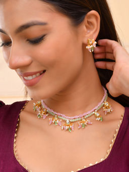 Silvermerc Designs - Gold-Plated Beaded Kundan Jewellery Set for Women