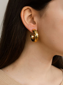 JEWELZ - Gold-Tone Chunky Twisted Hoop Earrings for Statement Look