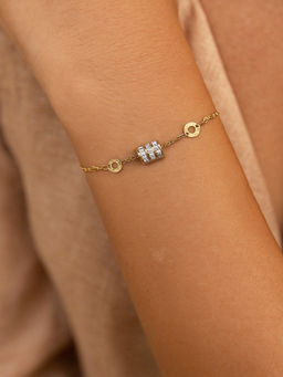 JEWELZ - Gold Disc and Crystal Ring Bracelet