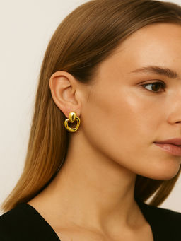 JEWELZ - Gold-Tone Chunky Heart-Shaped Statement Drop Earrings