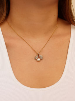 JEWELZ - Angel Wing Pearl Pendant Necklace