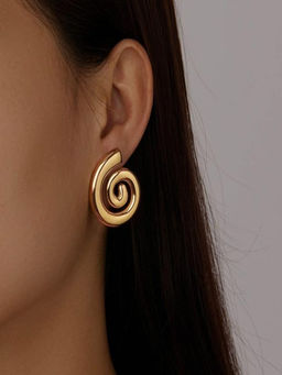 JEWELZ - Gold-Tone Bold Spiral Statement Stud Earrings