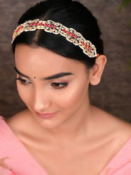 Silvermerc Designs - Gold Plated Cubic Zirconia Traditional Rajputi Matha Patti