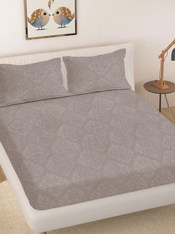FABINALIV - Coco Printed 300 Tc King Size Embossed Double Bedsheet with 2 Pillow Covers