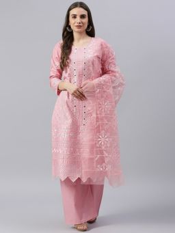 Readiprint - Cotton Pink Straight Style Unstitched Dress Material (Set of 3)