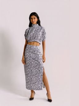 BUDUN - Amy Printed Crop Top and Straight Skirt Set