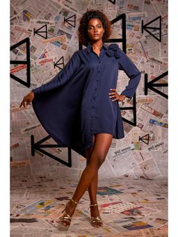 Echke - Blue Rayon Shirt Dress