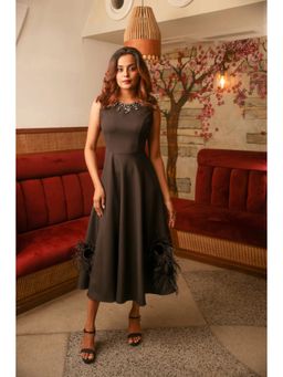 Echke - Black Polyester A-Line Dress