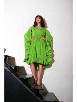 Echke - Green Crepe A-Line Dress