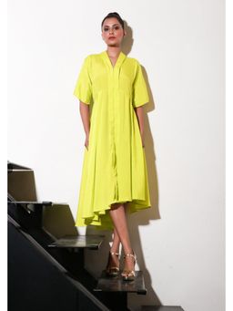 Echke - Yellow Crepe A-Line Dress