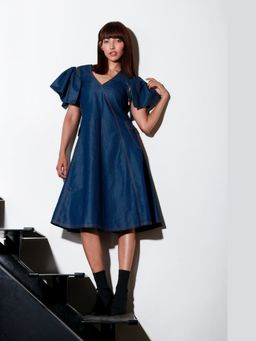 Echke - Blue Denim A-Line Dress