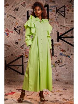 Echke - Green Cotton Shirt Dress