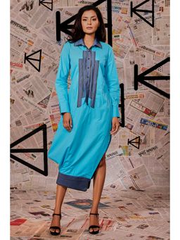 Echke - Blue Denim A-Line Dress