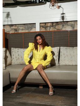 Echke - Yellow Cotton Shirt Dress