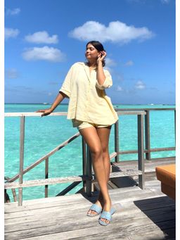 BUDUN - Lisa Yellow Linen Shorts Co-Ord Set