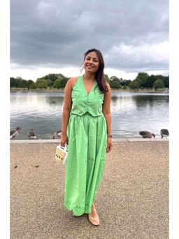 BUDUN - Nikki Green Skirt Set with Top