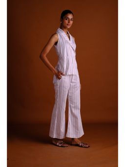 BUDUN - Stella White Striped Vest and Co-Ord Set