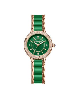 Giordano - Flower Case Watch For Women With Crystal-Studded Bezel Green GZ-60095 (M)