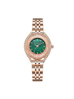 Giordano - Analog Watch For Women With Sunray Dial, Crystal-Studded Bezel Green GZ-60146 (M)