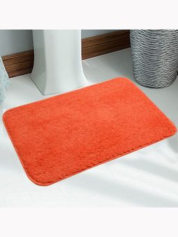Saral Home - Orange Microfiber Anti Skid Bath Mat 40x60 cm (Pack of 2)