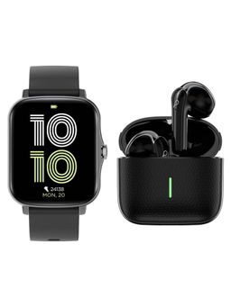 Pebble - Gift Box Set with 1.7"(4.44 cm) Smartwatch and TWS Earpods (Spark + Picobuds) Black