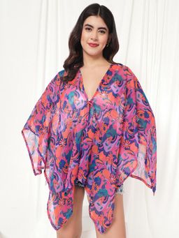 Tandul - Womens Stylish Pink Printed Shrug