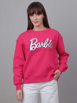 Free Authority - Official Barbie Graphic Printed Pink Relaxed Fit Sweatshirt