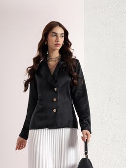 Kibo - Black Solid Satin Shirt