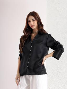Kibo - Black Solid Satin Shirt