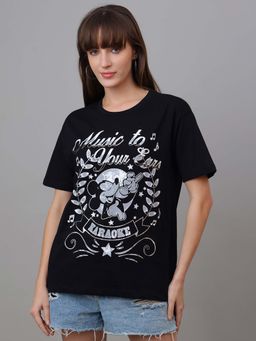 Free Authority - Official Mickey & Friends Graphic BlackOversized T-Shirt