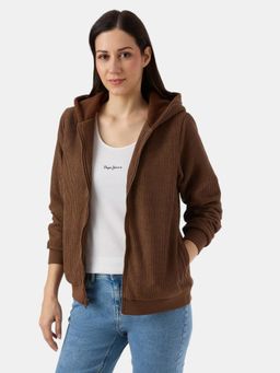 Pepe Jeans - Brown Textured Womens Full Sleeve Jacket