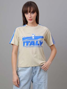 Free Authority - Official Peanuts: Italy Graphic Beige T-Shirt
