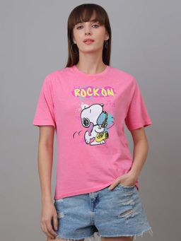 Free Authority - Official Peanuts: Rock On Graphic Pink T-Shirt