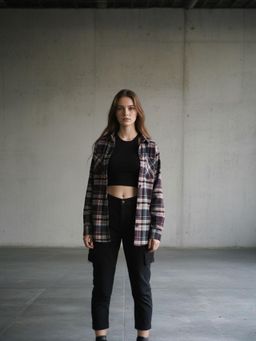 Popnetic - Womens Maroon Pure Cotton Flannel Oversized Shirt