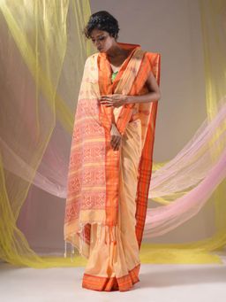 CHARUKRITI - Cream Silk Matka Soft Nakshi Pallu Saree with Unstitched Blouse