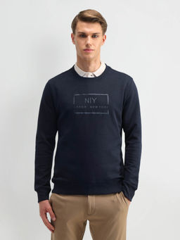 Arrow Newyork - Men Navy Blue Printed Sweatshirt