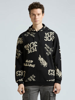 Pepe Jeans - Black Graffiti Print Full Sleeve Oversized Sweatshirt